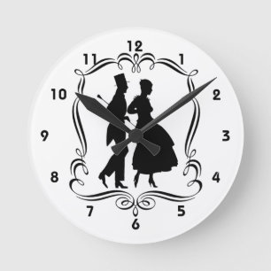 Horloge Ronde Silhouettes Homme Et Femme En Soirée