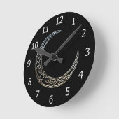 Horloge Ronde Silver And Black Celtic Crescent Moon (Angle)