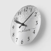 Horloge Ronde Silver Glitter Glam (Angle)