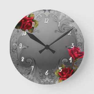 Horloge Ronde Silver ornamental Vintage
