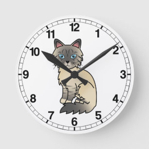 Horloge Ronde Silver Tabby Birman / Ragdoll Cat