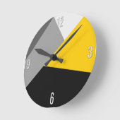 Horloge Ronde Simple moderne gris jaune et noir Geo (Angle)