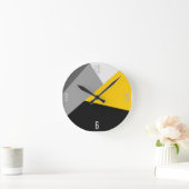 Horloge Ronde Simple moderne gris jaune et noir Geo (Maison)
