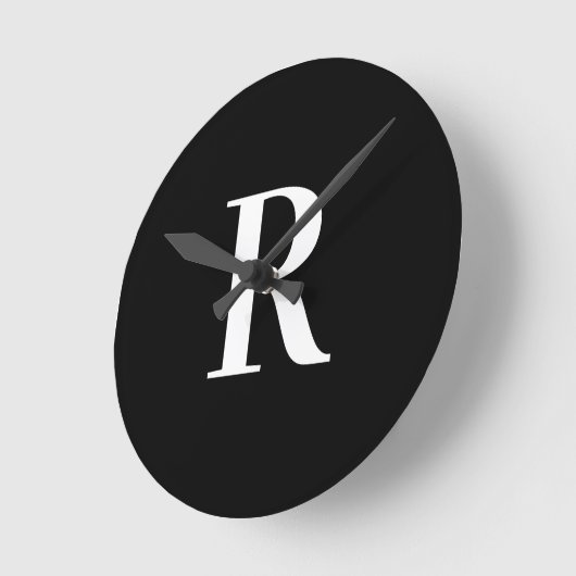 Horloge Ronde Simple Monogramme noir et blanc