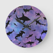 Horloge Ronde Simple requin mâchoires baleine motif de galaxie o (Recto)