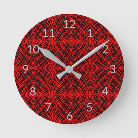 Horloge Ronde Simple Scribble | Carreaux miroir | Rouge | (Recto)