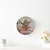 Horloge Ronde Simple Script Grandma Est.Photo Year Black (Maison)