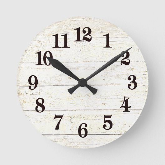Horloge Ronde Simples bois blanc, 2 heures sur 24 (Recto)