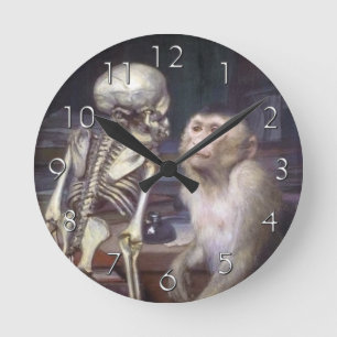 Horloge Ronde Singe avant squelette