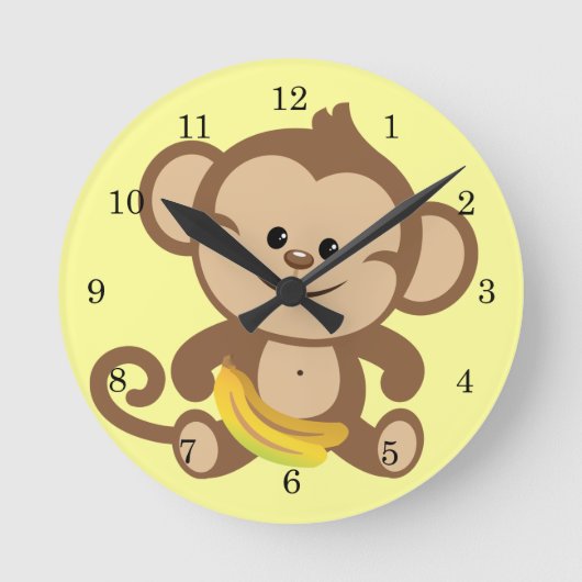 Horloge Ronde Singe de garçon avec la banane (Recto)