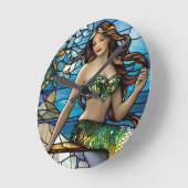 Horloge Ronde Sirène en verre (Angle)