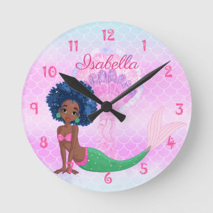 Horloge Ronde Sirène noire personnalisée