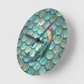 Horloge Ronde Sirène Sur Les Échelles De Queue De Sirène (Angle)