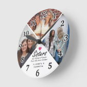 Horloge Ronde Sisters Script Citation Moderne Hot Rose Heart Pho (Angle)