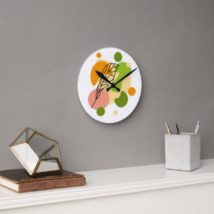 Horloge Ronde Sites abstraits intéressants avec feuilles
