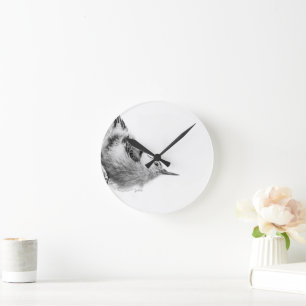 Horloge Ronde Sittelle, Photographie d'oiseau blanc