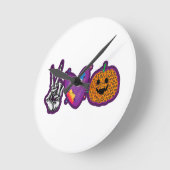Horloge Ronde Skeleton Citrouille Peace Love Halloween (Angle)