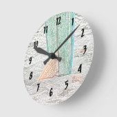 Horloge Ronde sketch de surf sur le design de la mer de plage (Angle)