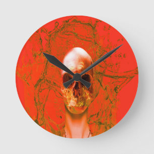 Horloge Ronde Skull d'orange à Water