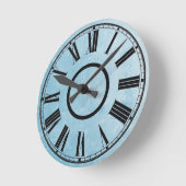 Horloge Ronde Sky Blue Clock Weathered Effect Roman Numbers (Angle)