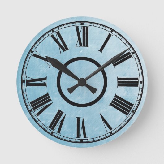 Horloge Ronde Sky Blue Clock Weathered Effect Roman Numbers (Recto)