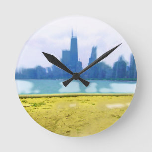 Horloge Ronde Skyline de Chicago aérographié