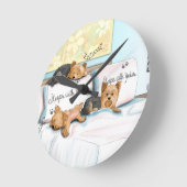 Horloge Ronde Sleeps with Yorkies by Catia Cho (Angle)