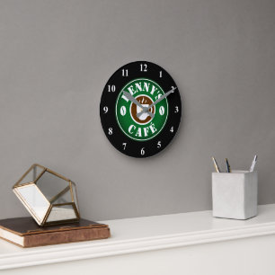 Horloge Ronde Small coffee shop wall clock with custom name