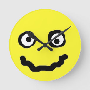 Horloge Ronde Smile Face Drôle mignon Jaune