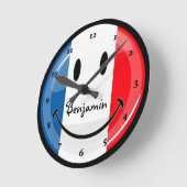Horloge Ronde Smiling French Flag (Angle)