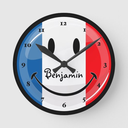 Horloge Ronde Smiling French Flag (Recto)