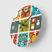 Horloge Ronde Smorgasbord moderne du milieu du siècle (Angle)