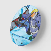 Horloge Ronde Snowboarder à Edgy Snowstorm (Angle)