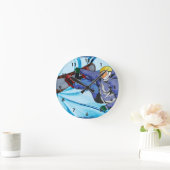 Horloge Ronde Snowboarder à Edgy Snowstorm (Maison)