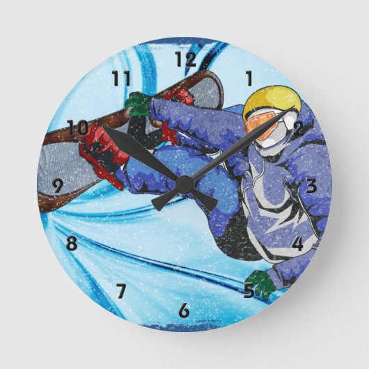 Horloge Ronde Snowboarder à Edgy Snowstorm (Recto)