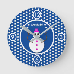 Horloge Ronde Snowlady de Noël Jongler boules de neige amusant