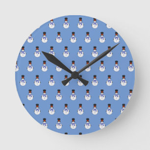 Horloge Ronde Snowman avec chapeau supérieur