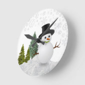 Horloge Ronde Snowman White Christmas Home Decor  (Angle)