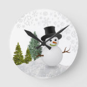 Horloge Ronde Snowman White Christmas Home Decor  (Recto)