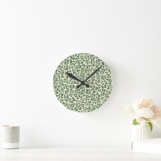 Horloge Ronde Soft Sage Green Botanical Leaf Foliage Pattern
