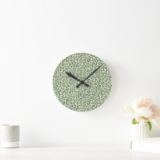 Horloge Ronde Soft Sage Green Botanical Leaf Foliage Pattern