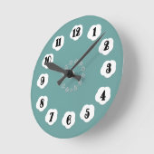 Horloge Ronde Soft Teal with White Accents Wall Clock (Angle)