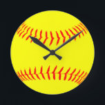 Horloge Ronde Softball de Customized<br><div class="desc">Conception de Customized Softball.t-shirts and toxits can be customized by adding text to the design or worn as shown</div>