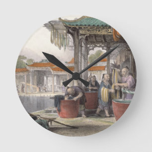 Horloge Ronde Soie de teinture et de enroulement, de 'Chine