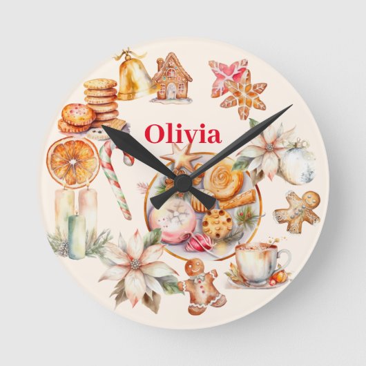 Horloge Ronde Soirée de Noël en pain d'épices (Recto)
