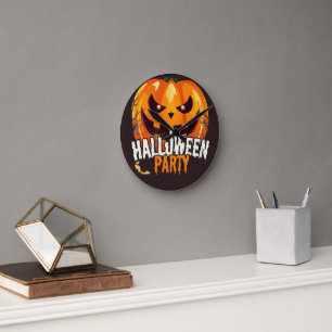 Horloge Ronde Soirée Halloween – Création de citrouilles éclairé