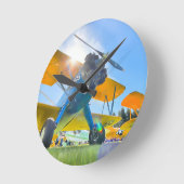 Horloge Ronde Soleil Biplane (Angle)