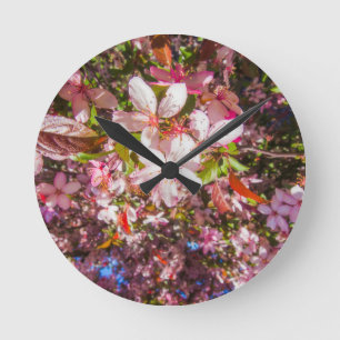 Horloge Ronde Soleil et nuages La nature fleurit Coeur en fleurs
