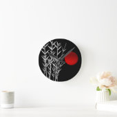 Horloge Ronde Soleil rouge noir blanc zen (Maison)