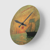 Horloge Ronde Soleil rouge par Maxime Maufra, impressionnisme Vi (Angle)